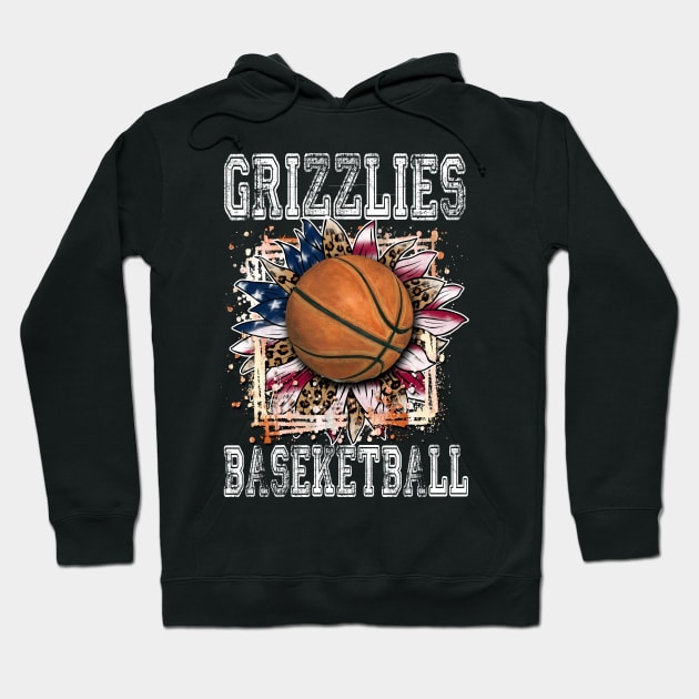 American Flag Personalized Grizzlies Proud Name Basketball Hoodie by Irwin Bradtke